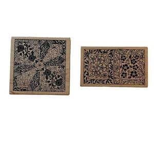 Magenta Floral Abstract Wood Rubber Stamps Set of 2 Large Canada Art